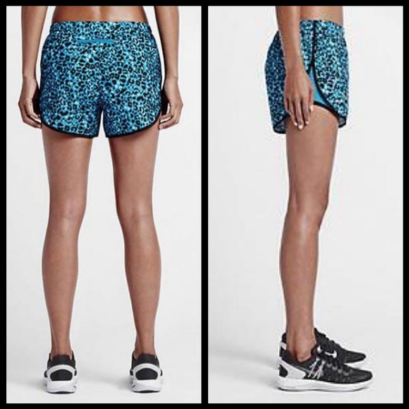 NWT Nike dri-fit blue leopard print running shorts - Picture 1 of 11